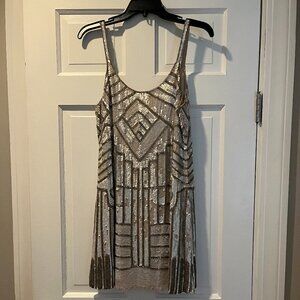 Parker Beige Sequin Minidress